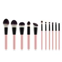 Professional Makeup Brush Set-11 Premium Cosmetic with  Rose Gold Pink Wood Handles